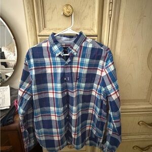 American Eagle Outfitters Blue and Red Plaid Shirt